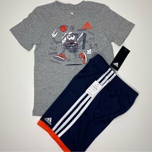 NEW Boys Adidas Basketball Graphic 2-Piece Set: Short Sleeve Tee & Shorts Size 5